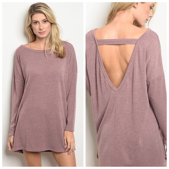 Blancheaux Dresses & Skirts - 1HR SALE✨ Rose long sleeve low-back tunic dress